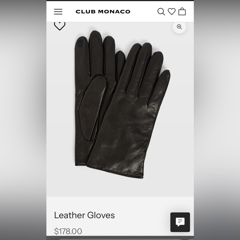 Club Monaco Black Leather Gloves